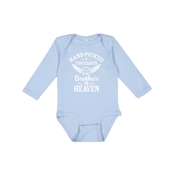 Inktastic Handpicked for Earth by My Brother in Heaven Angel Wings Boys or Girls Long Sleeve Baby Bodysuit