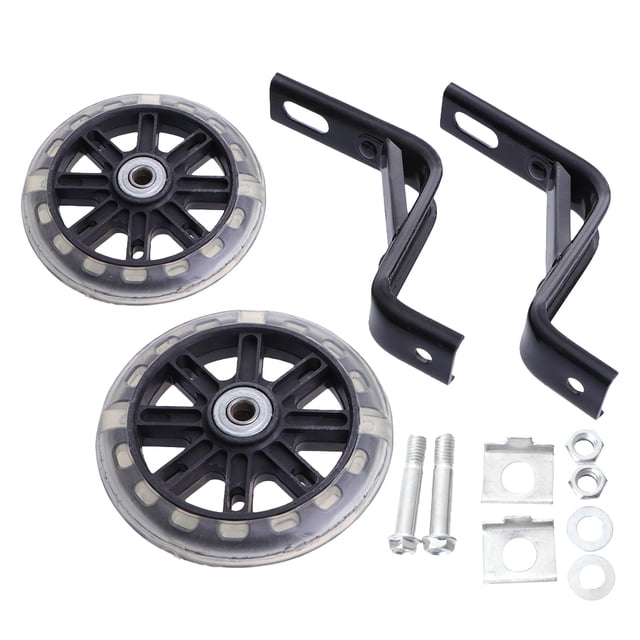 2PCS Children Bike Auxiliary Wheel Flashing Light Mute Wheel Accessories with 18 Inch Bracket (Black)