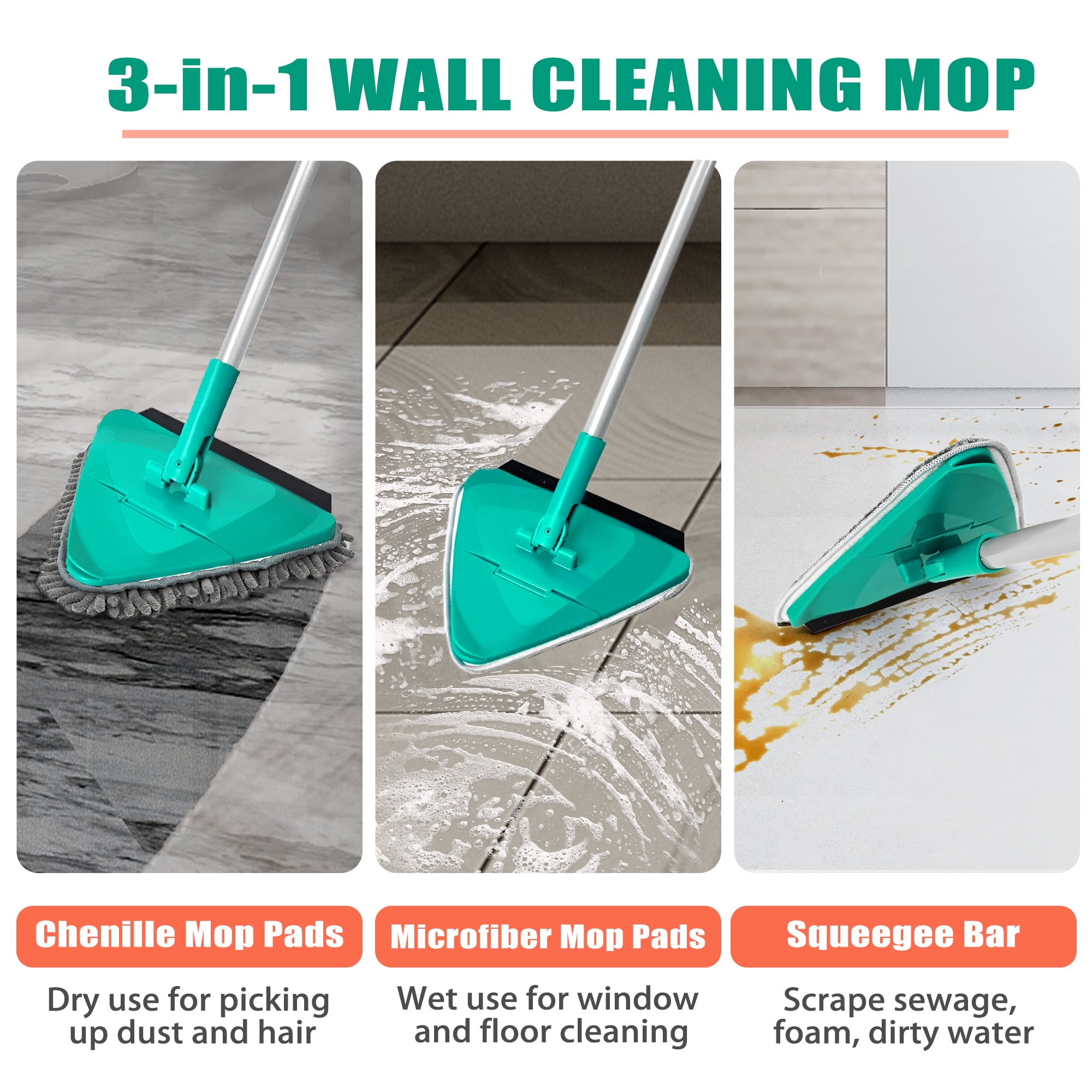 Wall Cleaner with Long Handle - 75in Ceiling Mop Wall and