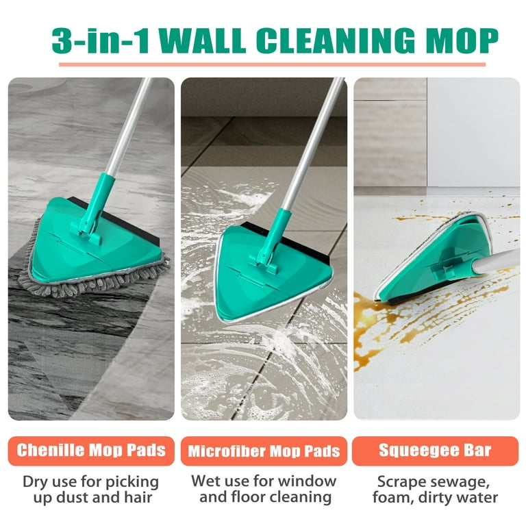 78 In Microfiber Wall Cleaner with Long Handle Dust Mop Dusting Tool Kits  Wall Mop Baseboard Cleaner Tool with Handle with Extension Pole Microfiber