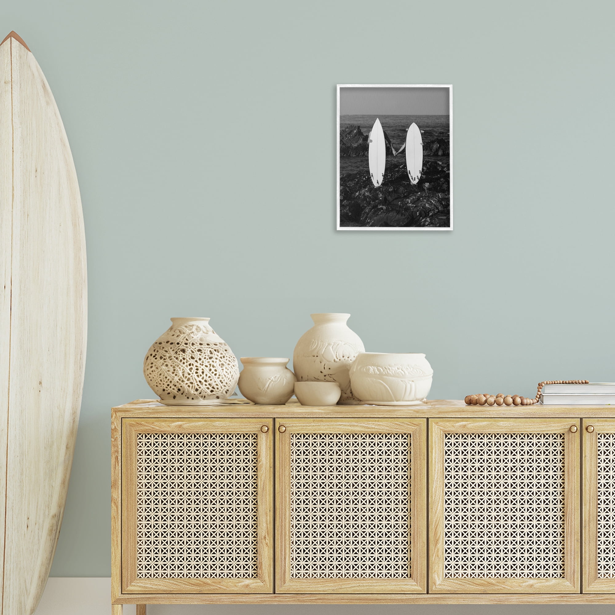 Stupell Industries Romantic Surfer Couple Sports Photography White Framed Art Print Wall Art, 16 x 20