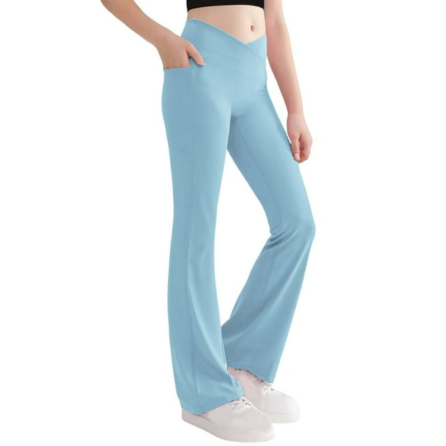 Pantalones largos, pantalones acampanados para niñas, pantalones de cintura alta, pantalones largos deportivos de otoño para niñas de talla mediana, pantalones para niñas