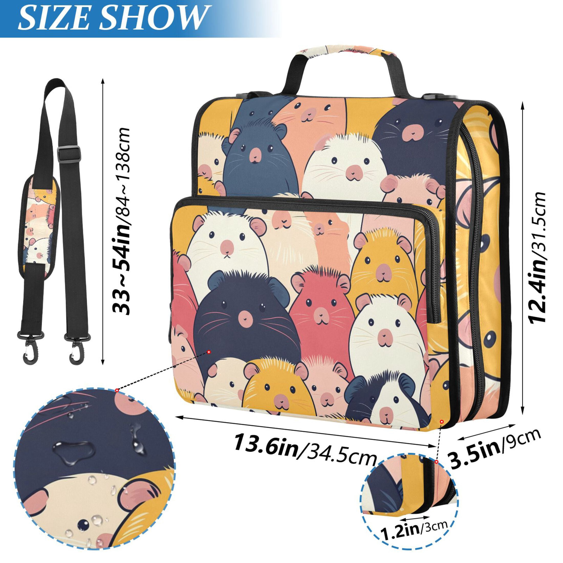 ALAZA Zipper Binder Cartoon Capybara 3 Ring Trapper Keeper File Folder Organizer Bag