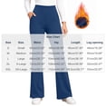 thumbnail image 4 of CBASIHI Womens Flare Leggings with Pockets Fleece Lined Workout Stretchy Elastic Waist Yoga Pants Blue L, 4 of 9