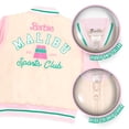 thumbnail image 3 of Chaqueta Barbie Racing Bomber para niñas, color marfil/rosa claro, talla 4, 3 of 7