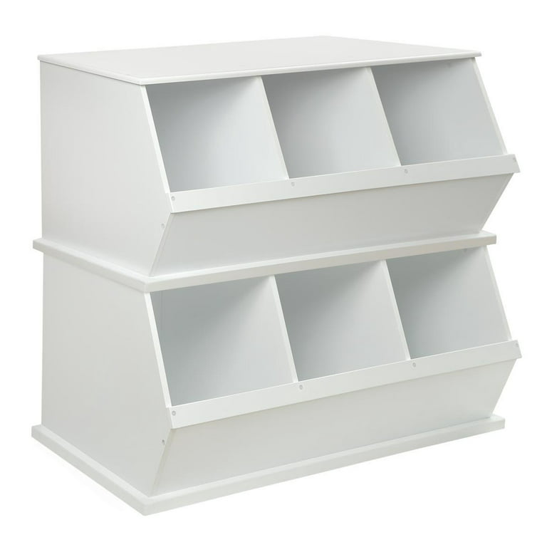 Stackable Shelf Storage Cubby with Three Baskets - White - Badger
