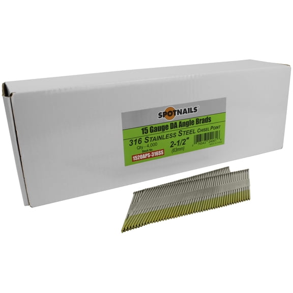 Spotnails 1520APS-316 2-1/2 in. 316 SS 15 Gauge DA Angle Brads, 4,000/Box