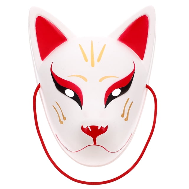 Máscara japonesa Kitsune para Halloween, máscara de Cosplay de zorro aterrador para baile de máscaras, máscara facial de gato blanco para niños, máscara de animal tradicional