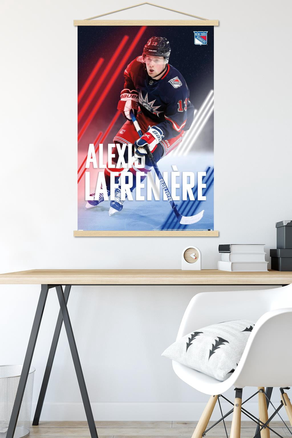 NHL New York Rangers - Alexis Lafrenière 20 Wall Poster with Wooden Magnetic Frame, 22.375" x 34"