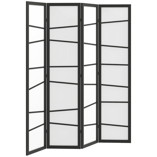 HOMCOM Paravent Pliant, Écran d'Intimité à 4 Panneaux pour Bureau à Domicile, Blanc