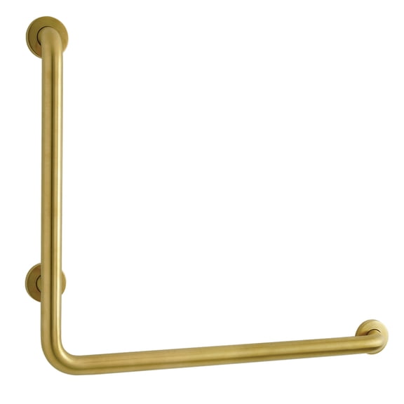 Kingston Brass GBL1224CSR7 Made To Match 24" x 24" L-Shaped Stainless Steel ADA Grab Bar - Right Hand, Brushed Brass