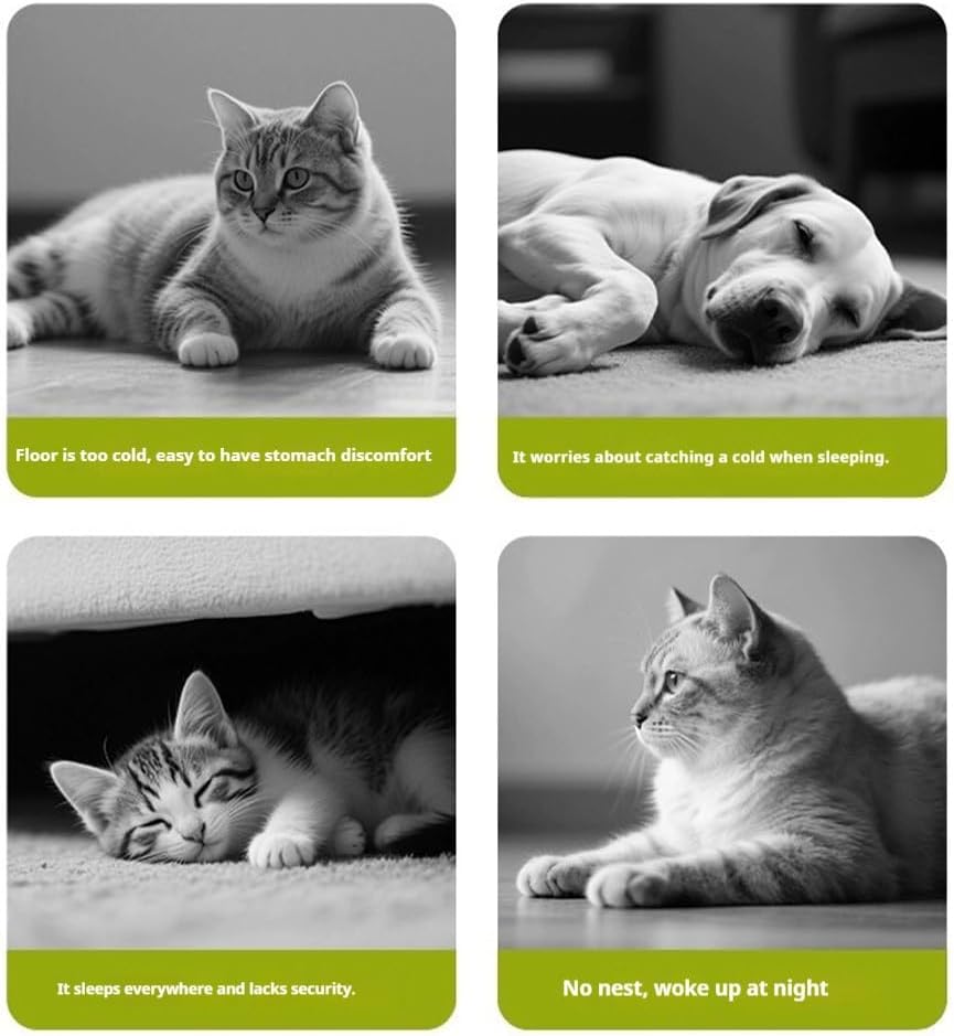 Removable and Washable Winter Closed-Off Cat Bed, Cotton Cat Bed, Cotton Soft Cozy Sleeping Nest, Comfortable Warm Secure Snuggle Hut for Cats, Closed-Off Plush Cats Cave for Pet Comfort