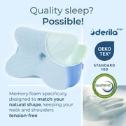 Derila Ergo Cervical Neck Pillow - 21.25 x 14.17 x 4.72 inches Contour Memory Foam Pillows for Back & Side Sleepers