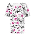 thumbnail image 4 of Dvprdro Womens Floral Print Round Neck Top Short Sleeve Ruched Detail Breathable Summer T Shirts, 4 of 5