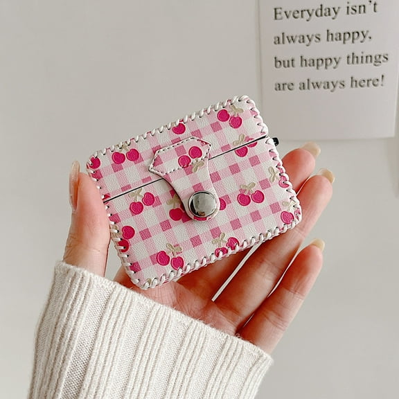 INS Korean Lattice Cherry Pattern Earphone Cover for Apple for airpods 1 2 3 Pro Bags Bluetooth Headset Charging Box Protection Case (Pink,For Airpods 3 2021)
