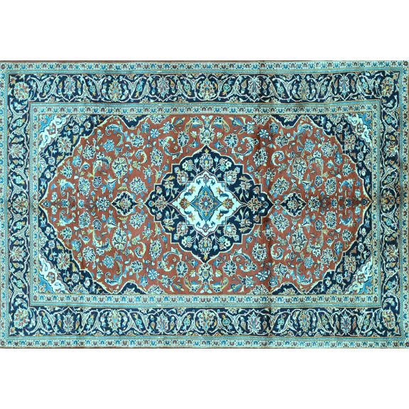 Ahgly Company Indoor Rectangle Medallion Light Blue Traditional Area Rugs, 2' x 4'