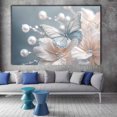 thumbnail image 2 of Mudket Framed Canvas Wall Art Ready to Hang, Silver Butterfly Cream Floral Pearl Branch Print, Glam Botanical Wall Decor Canvas Artwork for Bedroom Living Room, Flower Pictures - 12"L x 8"W, 2 of 10