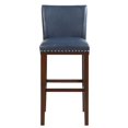 thumbnail image 3 of Tiffanie Navy Faux Leather and Espresso Finish Bar Stool, 3 of 6