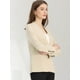 thumbnail image 2 of Chaqueta de cuello alto para mujer Chaqueta casual de manga larga con botones Beige S, 2 of 5