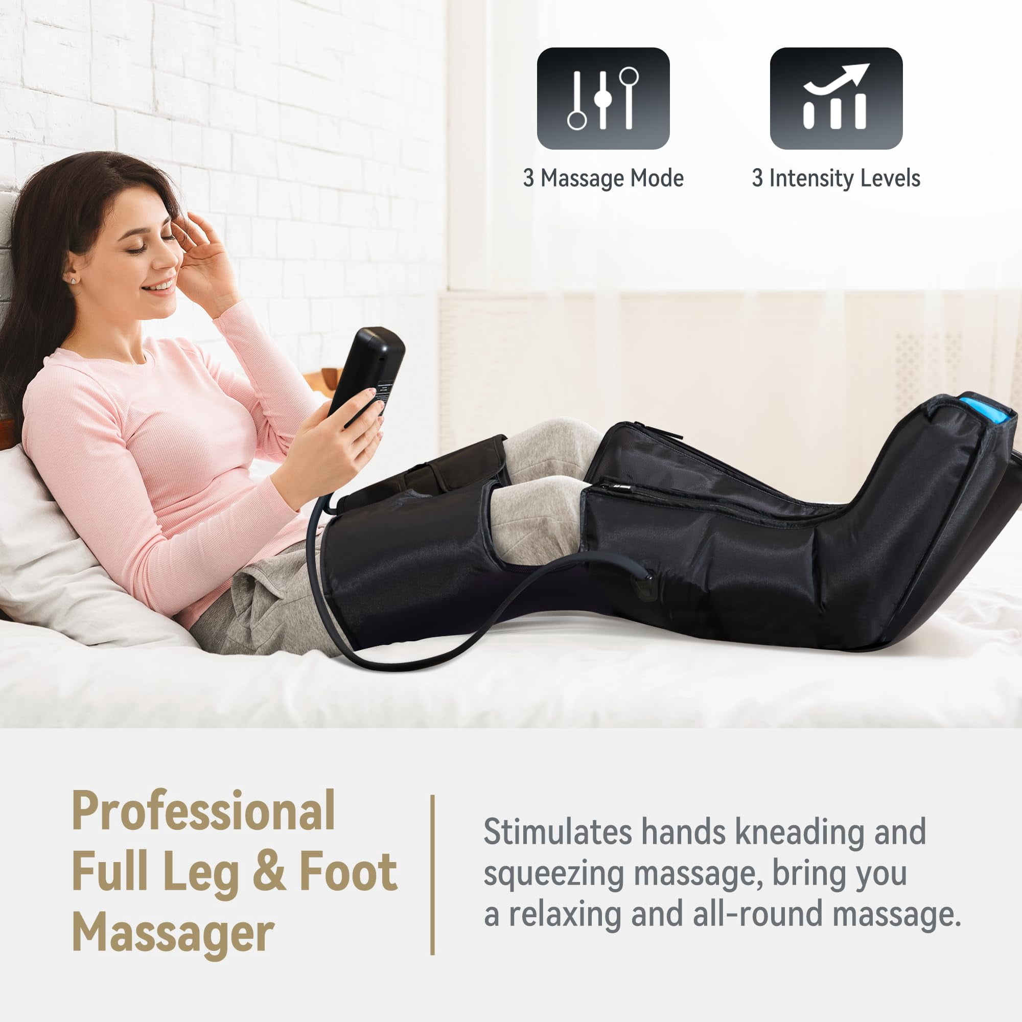 FIT KING Air Compression Full Legs and Feet Massager Boots, Calves and Thighs Massager, for Pain&Fatigue Relief, 3Modes&3 Intensities, Ideal Gift for Parents and Friends