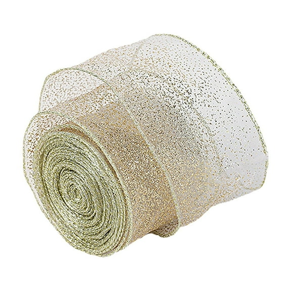 Christmas Ribbon, Decorative Ribbon, Composite Linen Christmas Tree Ribbon 2m, Soft Washable Colorful Fabric Ribbon for Home Window Decoration