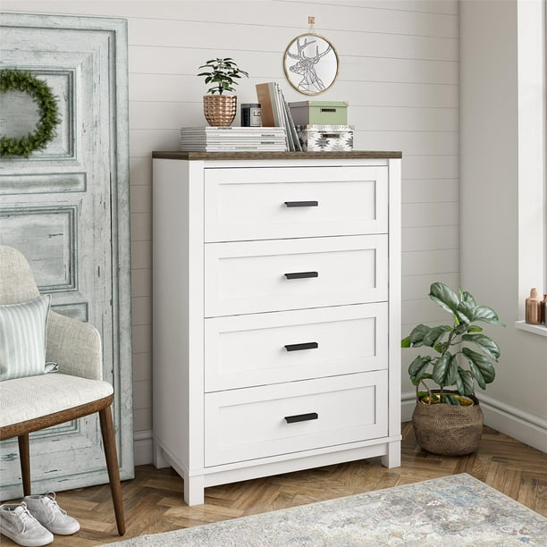 Ameriwood Home Bay Hills 4 Drawer Dresser, White - Walmart ...