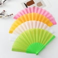 thumbnail image 3 of Farfi Dance Fan Summer Decorative Plastic Frame Portable Handheld Folding Fabric Fan Photography Props (Green), 3 of 13
