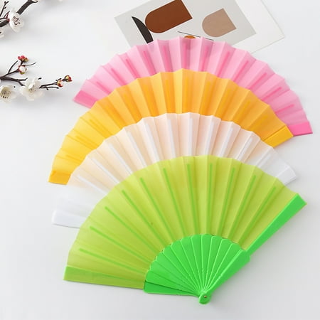 

Happy date Dance Fan Summer Decorative Plastic Frame Portable Handheld Folding Fabric Fan Photography Props