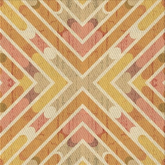 Ahgly Company Indoor Square Patterned Papaya Orange Area Rugs, 8' Square