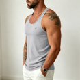 thumbnail image 6 of Domuza Mens Tank Top Undershirt Casual Muscle Training Workout Sleeveless Square Neckline T Shirts Summer Fashion Running Training Beach Top Light Gray 3XL, 6 of 9