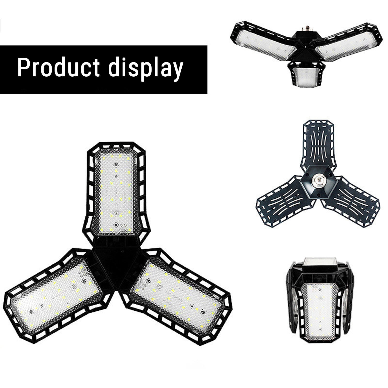 JilgTeok 4 Packs LED Garage Lights Deformable LED Garage Ceiling Lights with Adjustables Panels Lights for Garage Workshop Basement Support E27 Screw Socket