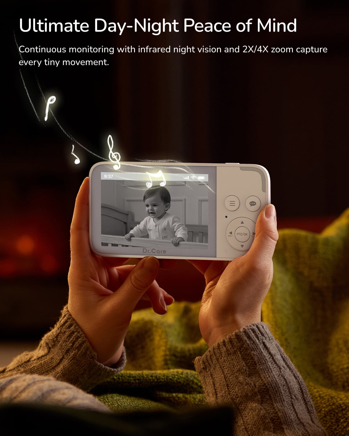 Dr.Care 3.5" Video Baby Monitor with 4X Zoom Camera, 2-Way Audio, Video Recording, Night Vision