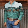 thumbnail image 1 of Camisa tribal occidental para hombre estilo retro informal para fiesta con estampado de caballo tótem en alta definición suave y cómoda nueva camisa tribal para hombre, 1 of 6