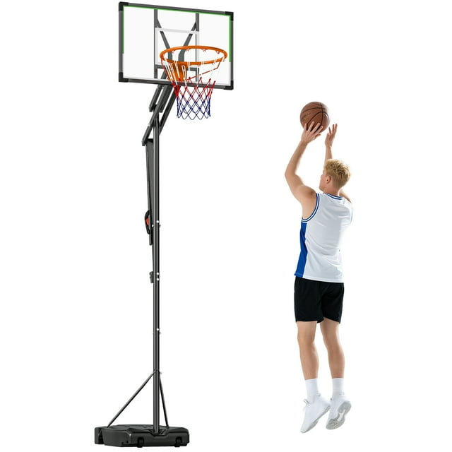 Soozier Basketball Hoop, 4.1-8.5ft Adjustable Basketball Goal with 18" Rim