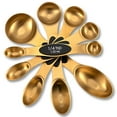 thumbnail image 3 of 5 Pieces Stainless Steel Measuring Scoops Dual Scoops Baking Head Cooking Measure Spoon Set Kitchen Baking Chef Bakery Gadget, Gold, 3 of 6