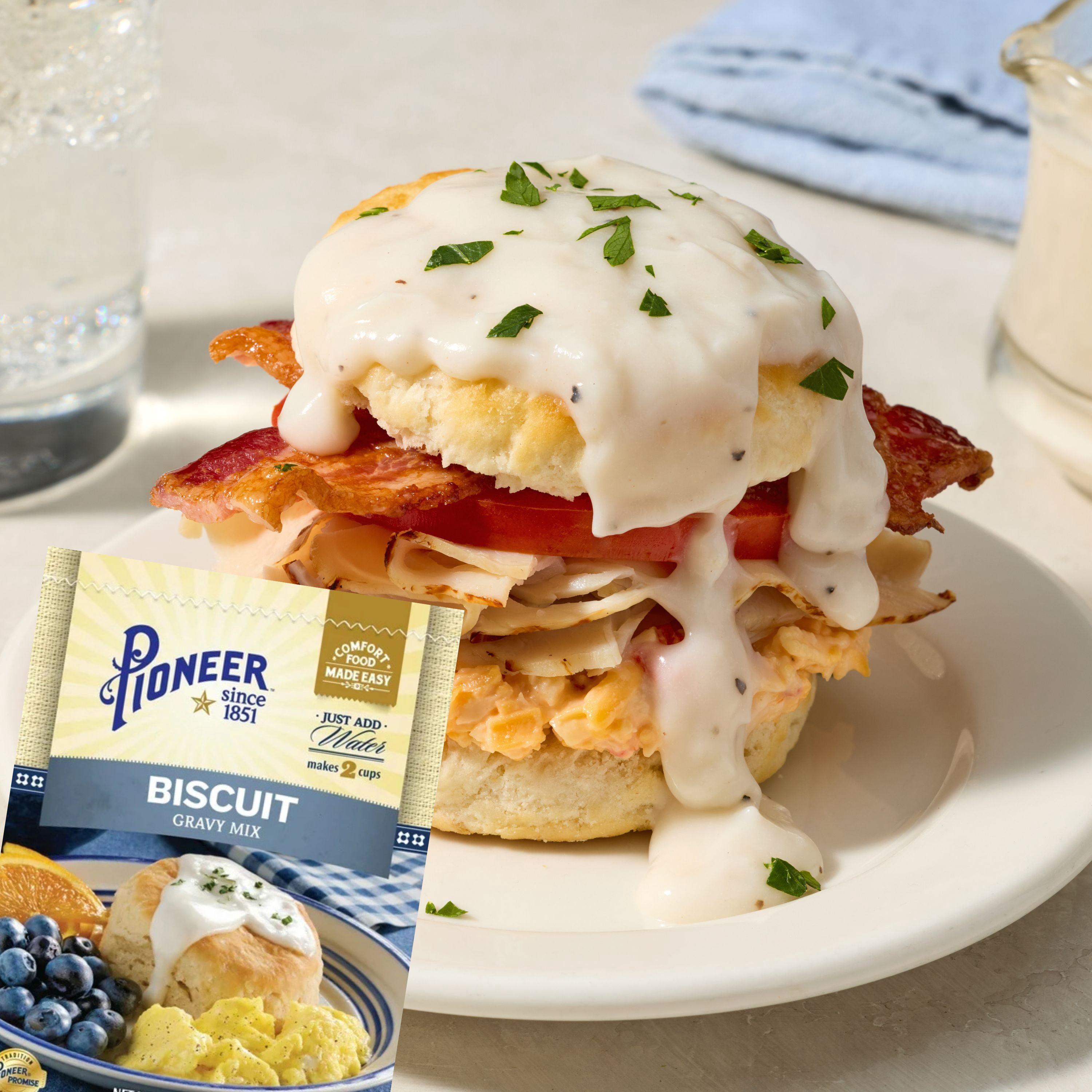 (12 pack) Pioneer Biscuit Gravy Mix, 2.75 oz – Just Add Water for Rich, Creamy Gravy – Perfect for Biscuits, Breakfast, and More!