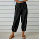 thumbnail image 4 of Pantalones holgados de cintura alta con botones y tobillos de algodón y pantalones de pierna ancha para mujer de estilo europeo y americano., 4 of 6
