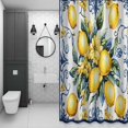 thumbnail image 4 of Yellow Lemon Shower Curtain for Bathroom Decor, Watercolor Fruit Vintage Flower Leaf Blue Waterproof Fabric Shower Curtain, 48"x72" Set with 12 Hooks, 4 of 9