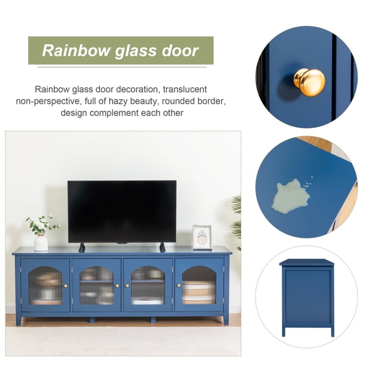 Gzxs Vintage TV Stand for TVs up to 79in, Entertainment Center