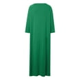 thumbnail image 4 of DuoJiaJ Women Solid Comfortable Casual Skirt Loose Pajamas Seven Quarter Sleeve Nightgown Women's Long Nightgowns Green, 4 of 5