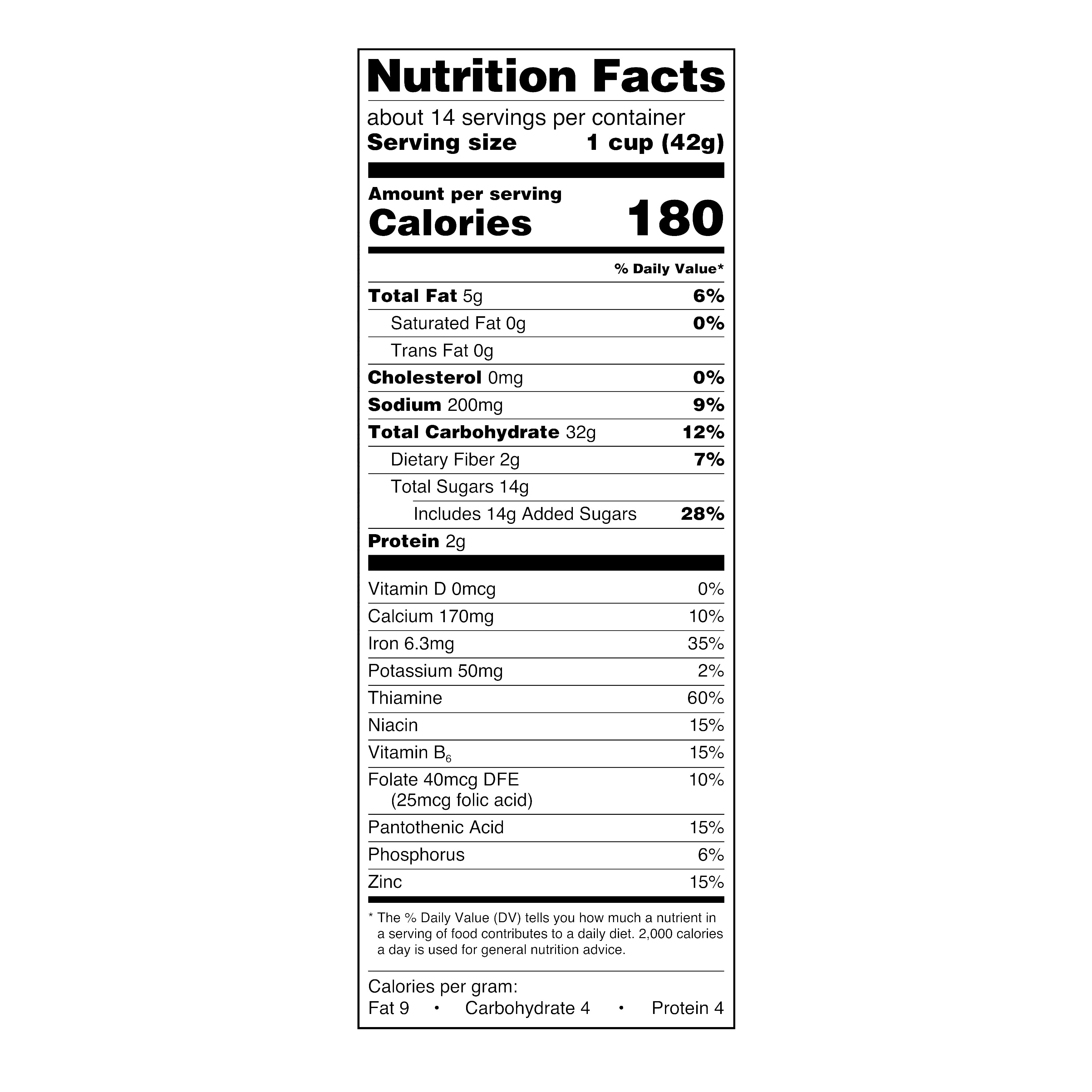 cinnamon toast crunch nutrition label
