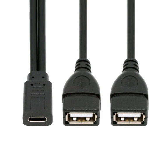 CY Type-C USB-C Female DC 5V to Dual USB 2.0 Standard Type-A Female Splitter Extension Charge Cable