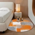 thumbnail image 3 of Orange Grey Abstract Round Living Room Rugs 7 ft, Vintage Modern Washable Area Rug with Non-Slip Sturdy Edge Binding Round Carpet for Kitchen Office Bedroom, 3 of 9