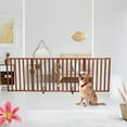 thumbnail image 2 of WJSP Freestanding Dog Gate Brown 72"W x 24"H 4 Panel Foldable Wooden Pet Barrier for Stairs Hallway Doorway, 2 of 4