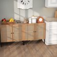 thumbnail image 4 of Costway Ensemble de 2 Buffets Bahuts en Rotin Armoire à Vin Placard avec Tablette Réglable Chêne, 4 of 9