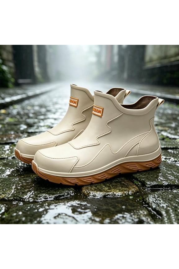 Mens Rain Boots Short Ankle Slip On Kitchen Rubber Boots Rain Boots For Men Non Slip Rubber Sole Cushioned Flexible Outdoor Waterproof Footwear US :8