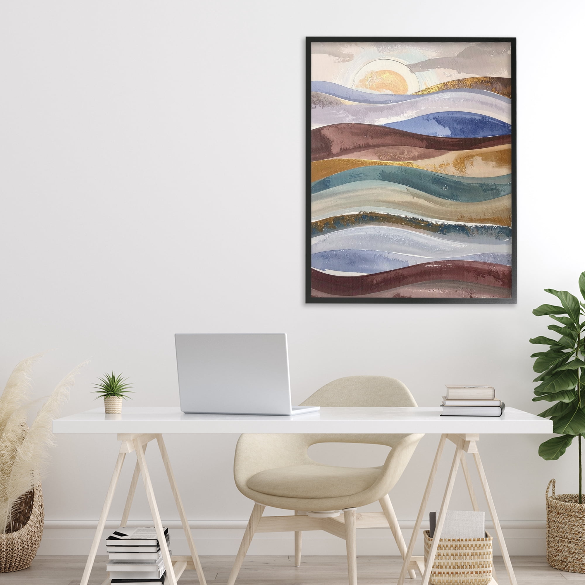Stupell Industries Layered Ocean Flow Black Framed Giclee Art, design by Alonza Saunders