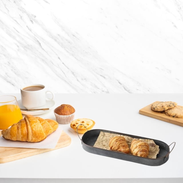 Servir la bandeja de la bandeja encimera de estilo industrial Dish tocadoras de tocadoras decoración del hogar mesa de café con manijas platter 35 cm x 13 cm x 35 cm