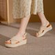 thumbnail image 4 of Zapatos de moda para mujer Plataforma Punta abierta Sandalias de cuña antideslizantes Correa cruzada Boca de pescado Sandalias de cuerda de cáñamo Wmkox8yii nm4667, 4 of 8