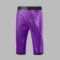 thumbnail image 2 of Kvture Men's Capri Pants Straight Slim Sequin Sparkle Pants Summer Party Club Trendy Shiny Shorts with Pockets Purple M, 2 of 4